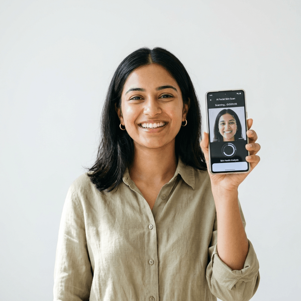 AI skin check scan on smartphone
